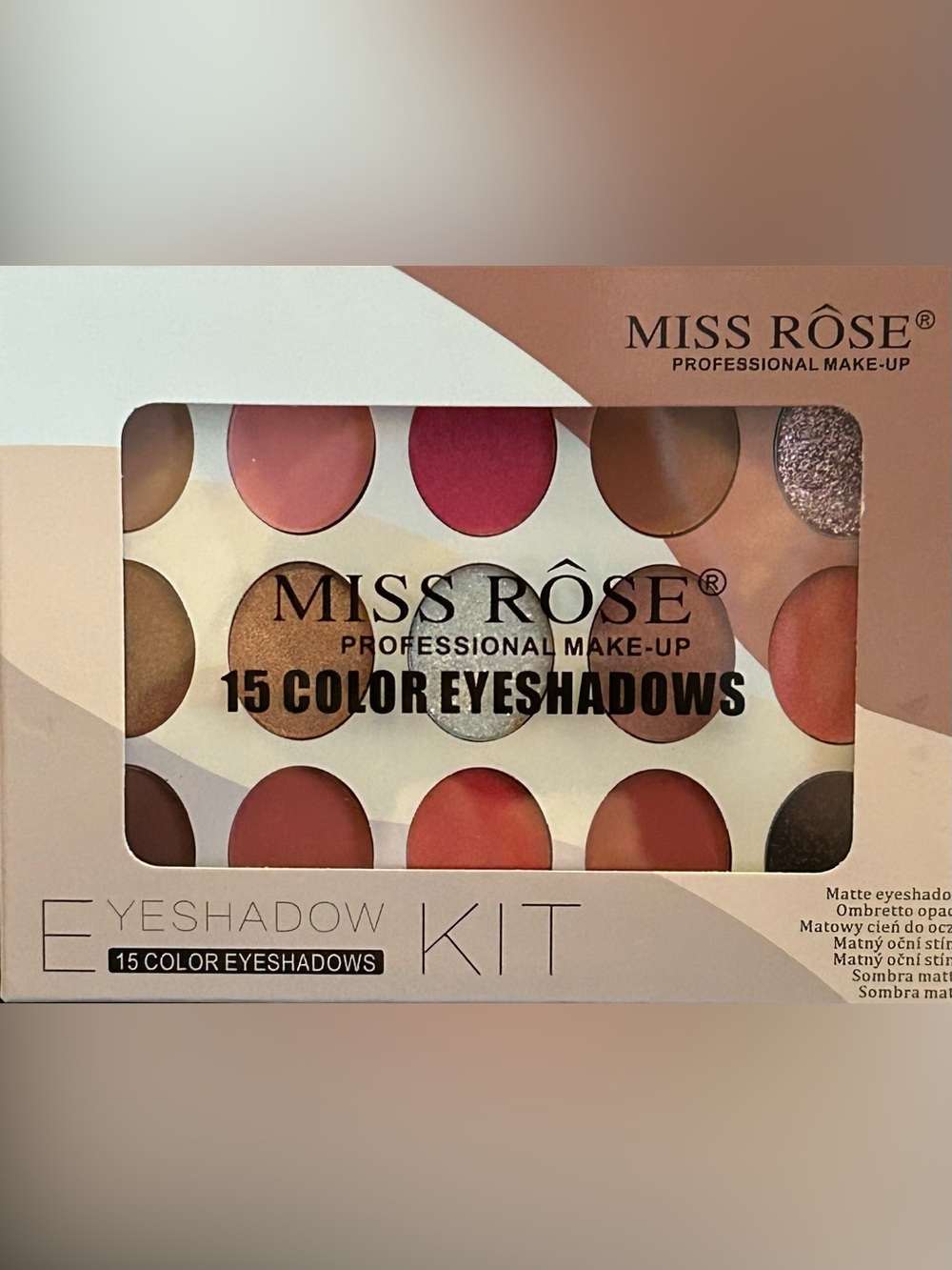 Miss Rôse 15-Color Eyeshadow Palette – Set - Warm Neutrals & Pinks - Brand New